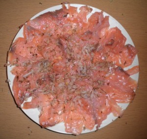 antipasto con salmone affumicato